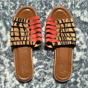 Crown Vintage Priska Animal Print Coral Sandal Size 7.5